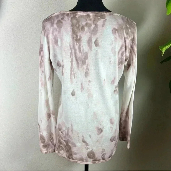 J. Jill V-Neck Deep Mauve Pale Pink Paint Splatter Long Sleeve Sweater Small - Picture 8 of 13